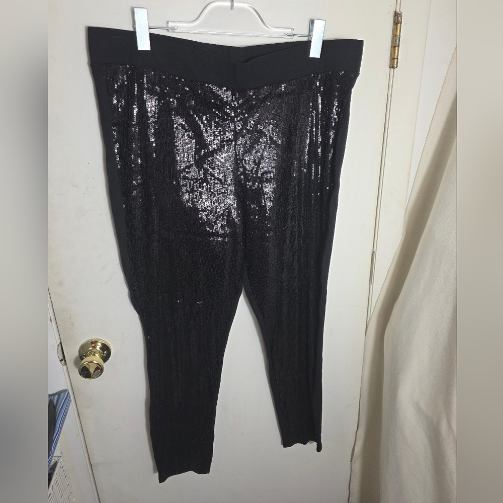 Torrid Coming Going Sequin Leggings Womens 3X Black Grunge Rockabilly Retro